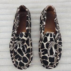 Del Toro Pony Hair Black and White Animal Print Loafers